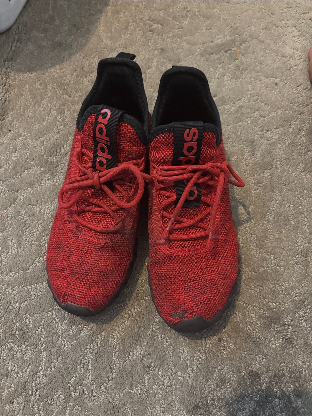 adidas Red and Black Knit Lace-Up Sneakers